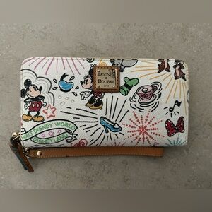 Dooney & Bourke Disney Sketch White and Brown Wristlet